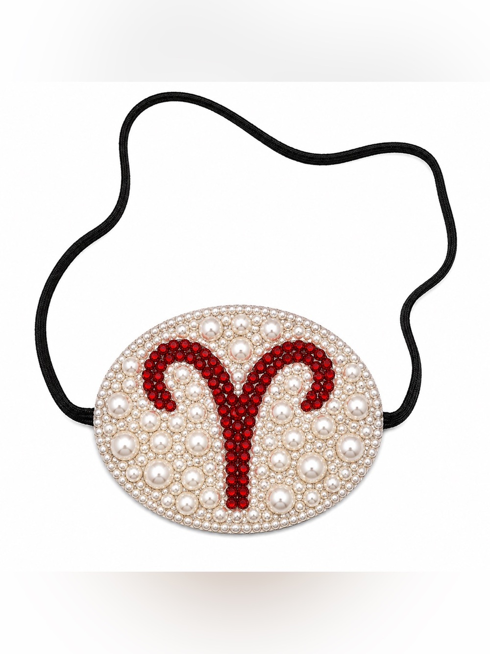 Crystal Red & Pearls Aries ♈️ Fancy Custom Eye Patch Left Or Right